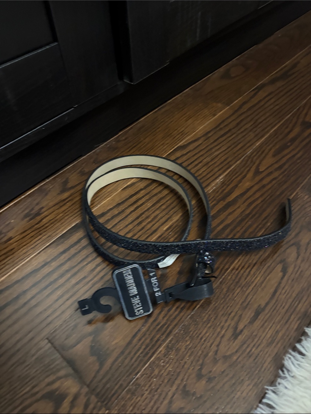 Steve Madden Black Glitter Belt Bag Strap